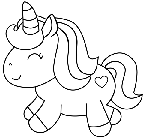 Cute Unicorn Coloring Page